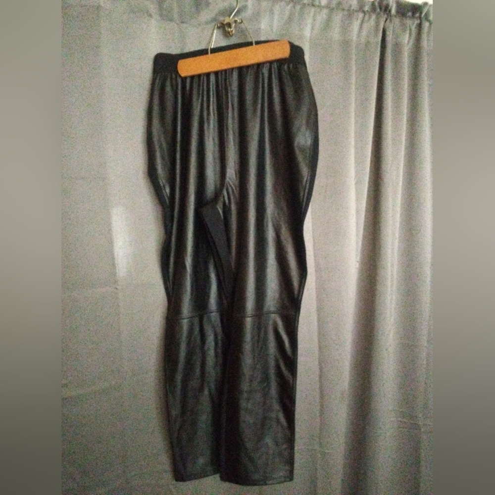 Vegan leather front pants